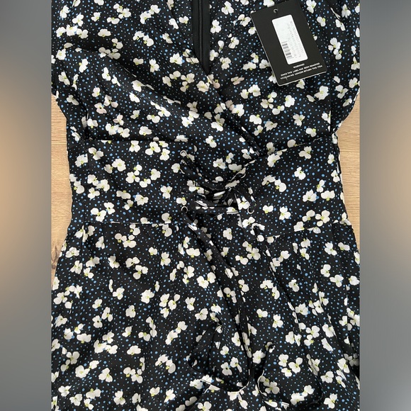 PrettyLittleThing Navy Blue Ditsy Floral Corset Dress US 4 - Picture 2 of 4